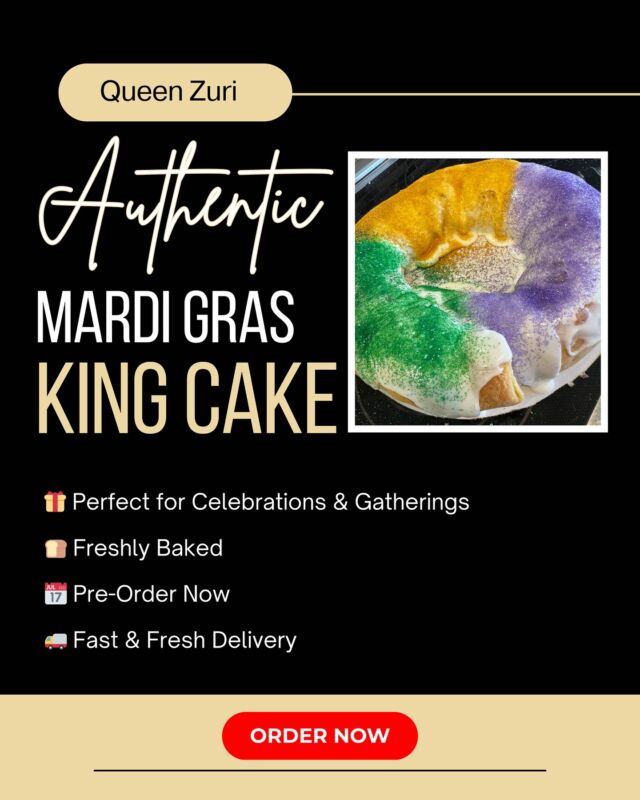 🌟 Taste the Tradition with Authentic Mardi Gras King Cake! 💘🎂
Perfect for festive parties, family gatherings, or simply indulging in the vibrant spirit of Mardi Gras.

✨ Why Choose Us?
✅ Authentic New Orleans Recipe
✅ Freshly Baked with High-Quality Ingredients
✅ Vibrant Purple, Green, & Gold Icing
✅ Available in Sizes for Every Celebration

📍 Now delivering to California, Florida, Atlanta, Houston, Dallas, and New Orleans!

📆 Order by February 26, 2025, to ensure delivery before Mardi Gras Day (March 4).

🛒 Shop Now: https://www.etsy.com/listing/1653655131/authentic-mardi-gras-king-cake
#kingcake #mardigraskingcake #authentic #neworleans #cake #ordernow #mardigras