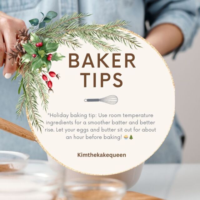 Hey Beauties...Room temperature ingredients mix more easily and evenly, helping the batter emulsify for a smoother texture and better rise. This leads to lighter, fluffier baked goods! Hopes this helps!!!

BakingHacks #HolidayBaking #MoistCake BakingTips #HolidayTreats #BakingMagic #kimthekakequeen #recipetips #recipes #baking #bakingsecrets #bakerlife #bakinglove #baking #holidaybaking #holiday #christmastime #christmasbaking